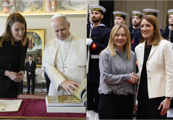 Metsola a Roma, la presidente del Parlamento europeo incontra Papa Leone XIV e Meloni
